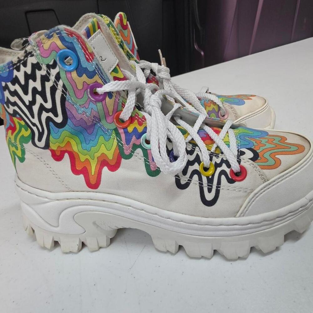 Limited Edition Skechers x Jen Stark Psychedelic Rainbow High Top Platform